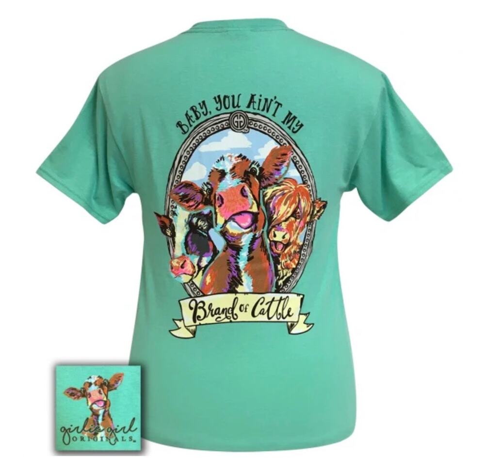 Girlie Girl Originals Preppy Brand Of Cattle Graphic Tee, Western Funny, Small